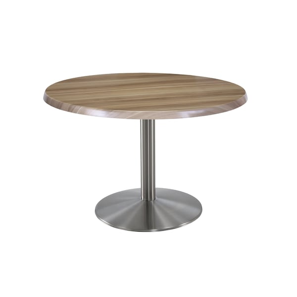 Holland Bar Stool Co 30" Tall OD214 Stainless Steel Table Base 22" Diameter 36" Diameter Natural Top - OD214-2230SSOD36RNAT