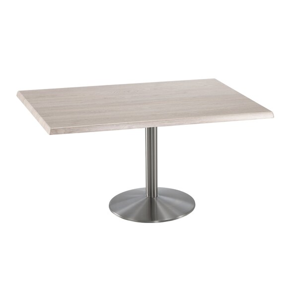 Holland Bar Stool Co 30" Tall OD214 Stainless Steel Table Base 22" Diameter 30"x48" White Ash Top - OD214-2230SSOD3048WA