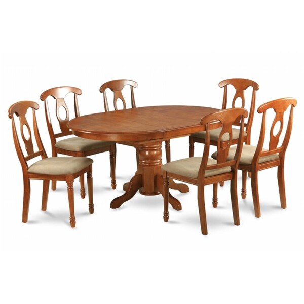 East West Furniture 5 Piece Dining Set-Dining Table Having Leaf and 4 Kitchen Chairs - AVNA5-SBR-C