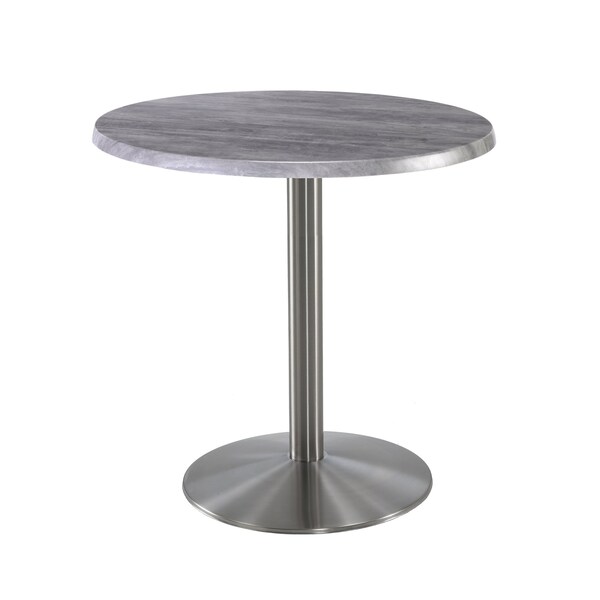 Holland Bar Stool Co 36" Tall OD214 Stainless Steel Table Base 22" Diameter 30" Diameter Greystone Top - OD214-2236SSOD30RGRYSTN