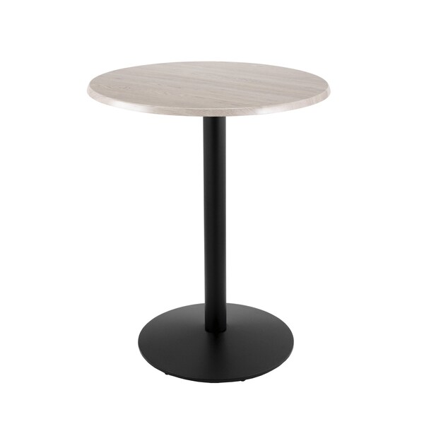 Holland Bar Stool Co 42" Tall OD214 Black Table Base 22" Diameter 30" Diameter White Ash Top by the HollBar Stool Co. - OD214-2242BWOD30RWA