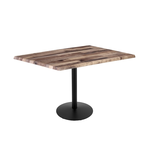 Holland Bar Stool Co 36" Tall OD214 Black Table Base 22" Diameter Foot 30" x 48" Rustic Top by the HollBar Stool Co. - OD214-2236BWOD3048RUSTIC