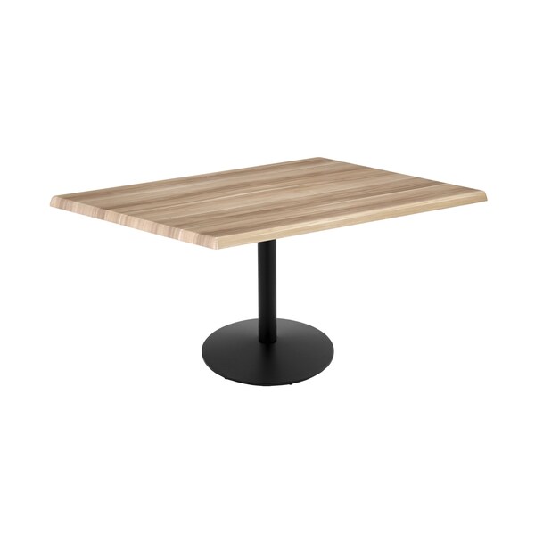 Holland Bar Stool Co 30" Tall OD214 Black Table Base 22" Diameter Foot 30" x 48" Natural Top by the HollBar Stool Co. - OD214-2230BWOD3048NAT