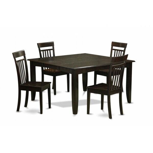 East West Furniture 5 Piece Dining Room Set-Dinette Table With Leaf and 4 Dinette Chairs - PFCA5-CAP-W