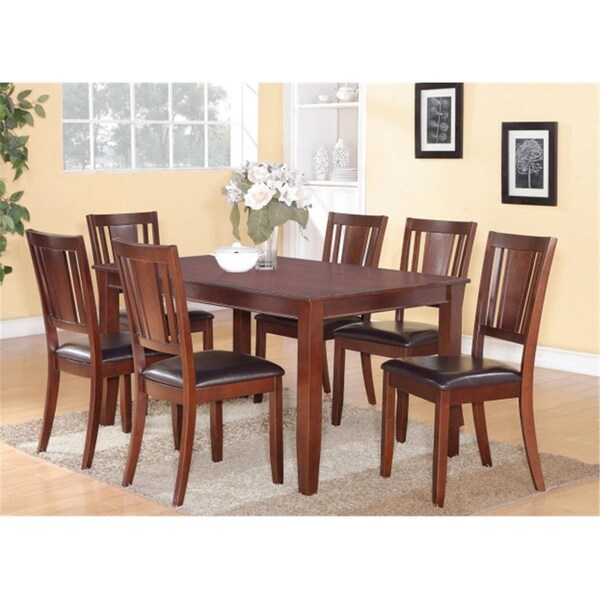 Latestluxury DU5-MAH-LC 5 PC Dudley 36 in. x 60 in. Table and 4 Faux Leather Seat Chairs in Mahogany Finish - LA19393