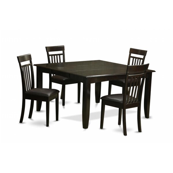 East West Furniture 5 Piece Dining Table Set For 4-Dinette Table With Leaf and 4 Dinette Chairs - PFCA5-CAP-LC