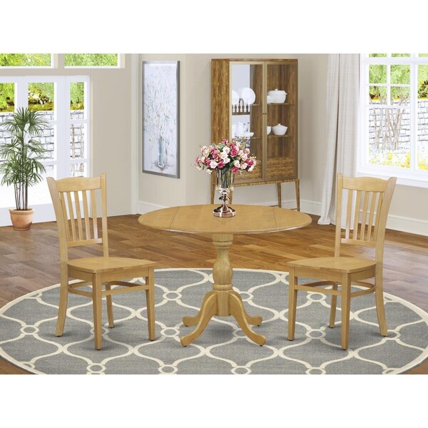 East West Furniture 3 Piece Dublin Dining Room Table Set - Oak - DMGR3-OAK-W