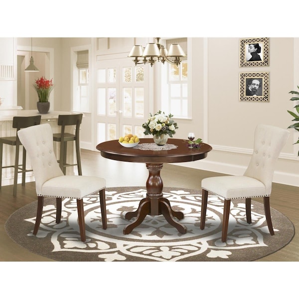 East West Furniture 3 Piece Hartland Kitchen Table Set - Mahogany - HBGA3-MAH-32