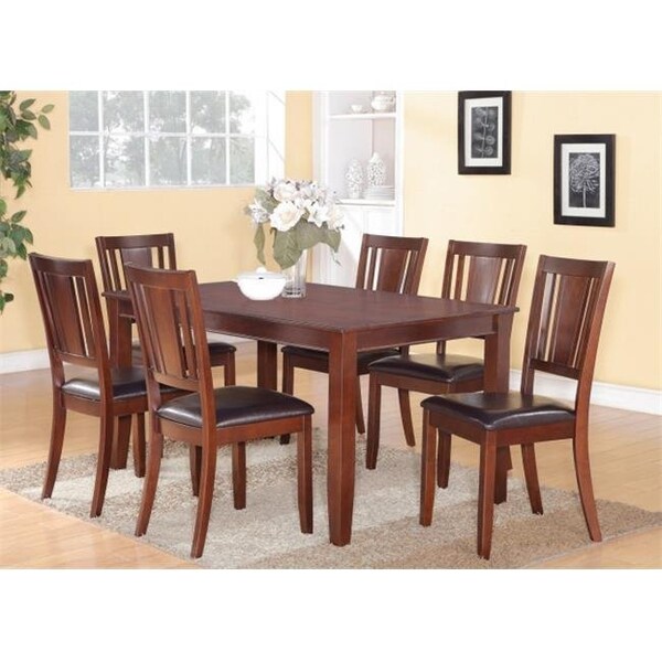 Wooden Imports Furniture Llc Wooden Imports Furniture DU5-MAH-LC 5 PC Dudley 36 in. x 60 in. Table and 4 Faux Leather Seat Chairs in Mahogany Finish - DUDL5-MAH-LC