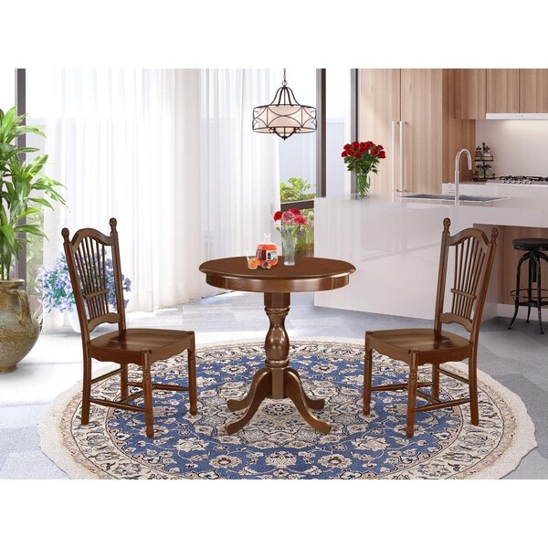 East West Furniture 3 Piece Eden Dining Set - Mahogany - ESDO3-MAH-W