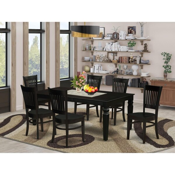 East West Furniture 7 Piece Logan Dining Set - Black - LGVA7-BLK-W