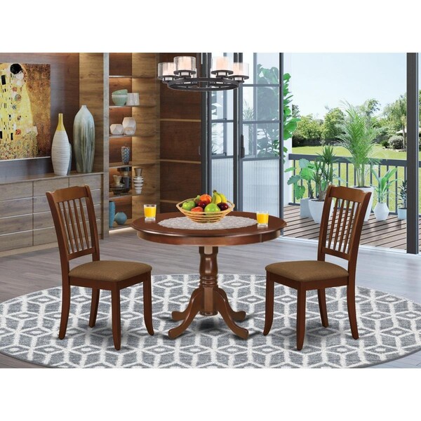 East West Furniture 3 Piece Hartland Dinette Set - Mahogany - HLDA3-MAH-C