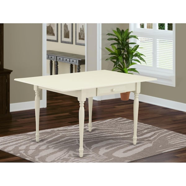 East West Furniture 36 x 54 in. Monza Rectangular Table with 2 Drop Leaves - Linen White - MZT-LWH-T