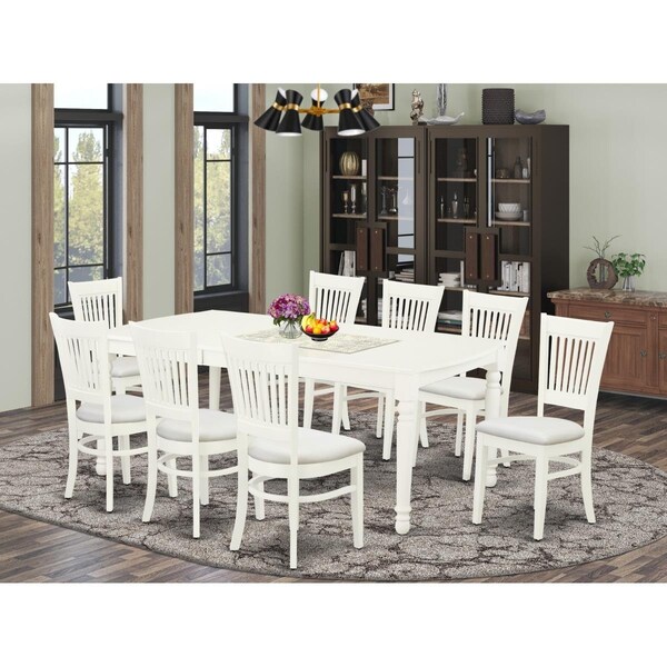 East West Furniture 9 Piece Dover Modern Dining Table Set - Linen White - DOVA9-LWH-C