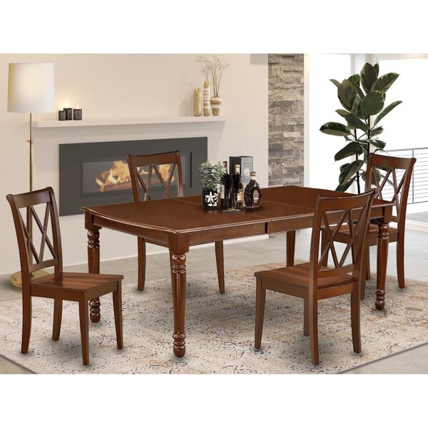 East West Furniture 5 Piece Dover Dining Set - Mahogany - DOCL5-MAH-C