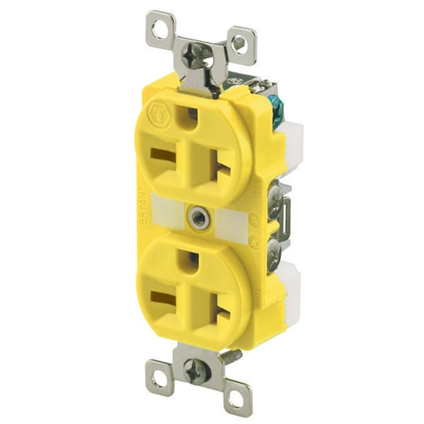 Bryant Receptacle, Duplex, Corrosion Resistant, 20A 250V, 2-Pole 3-Wire Grounding, 6-20R - BRY5462CR