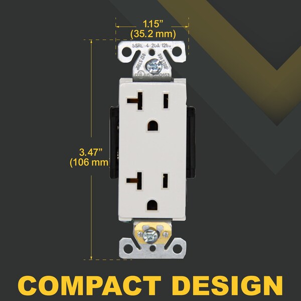 Faith Duplex Receptacle Outlet, Non-Tamper-Resistant 3-Prong Outlet Receptacle, 3-Wire, White, 10PK - SSRE4-WH-10