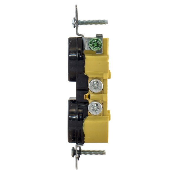 Hubbell Wiring Device-Kellems TradeSelect, Straight Blade Devices, Receptacles, Residential Grade, Tamper Resistant Duplex, 15A 125V, 2- Pole 3-Wire Grounding, 5-15R, Self Grounding, Black - RR15SBKTR