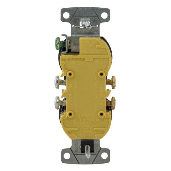 Hubbell Wiring Device-Kellems TradeSelect, Straight Blade Devices, Receptacles, Residential Grade, Tamper Resistant Duplex, 15A 125V, 2- Pole 3-Wire Grounding, 5-15R, Self Grounding, Black - RR15SBKTR