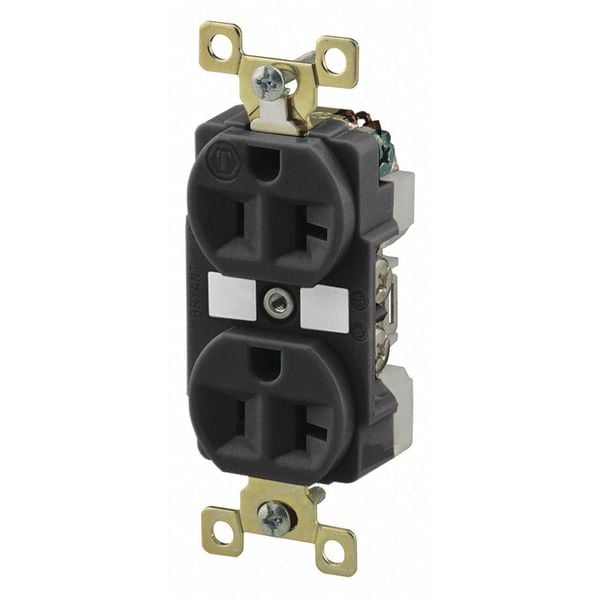 Zoro Select 20A Duplex Receptacle 125VAC 5-20R BK - BRY5362BLK