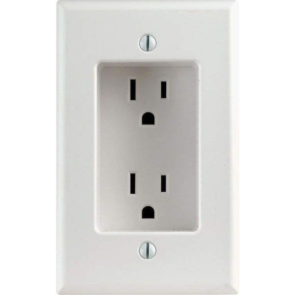 Leviton 15A White Recessed 5-15R Duplex Outlet - R52-00689-00W