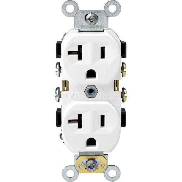 Leviton 20 amps 125 V Duplex White Outlet 5-20R - 0BR20-0WS