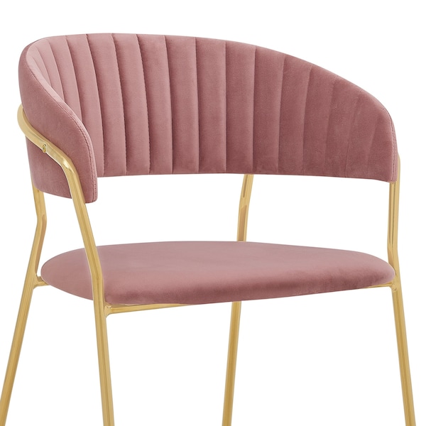 Armen Living Messina and Nara Pink Velvet 7 Piece Rectangular Dining Set - SETMSDIPNK7F