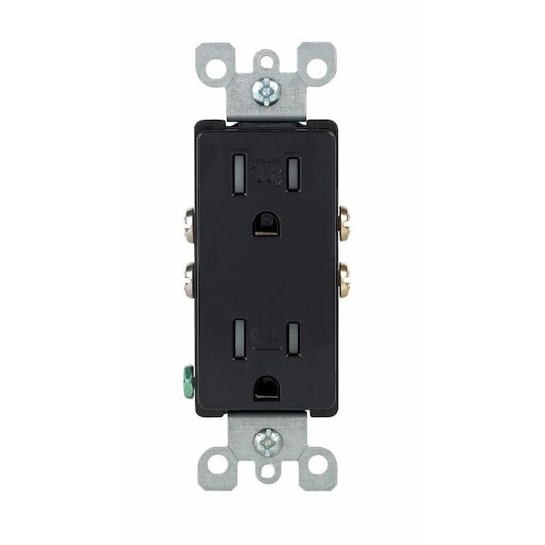 Leviton Decora 15 amps 125 V Duplex Black Outlet 5-15R - T5325-DE