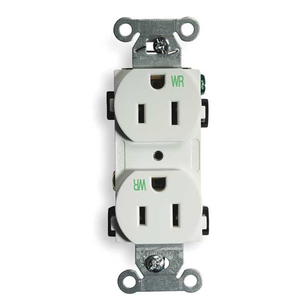 Hubbell 15A Duplex Receptacle 125VAC 5-15R WH - BR15WHIWR