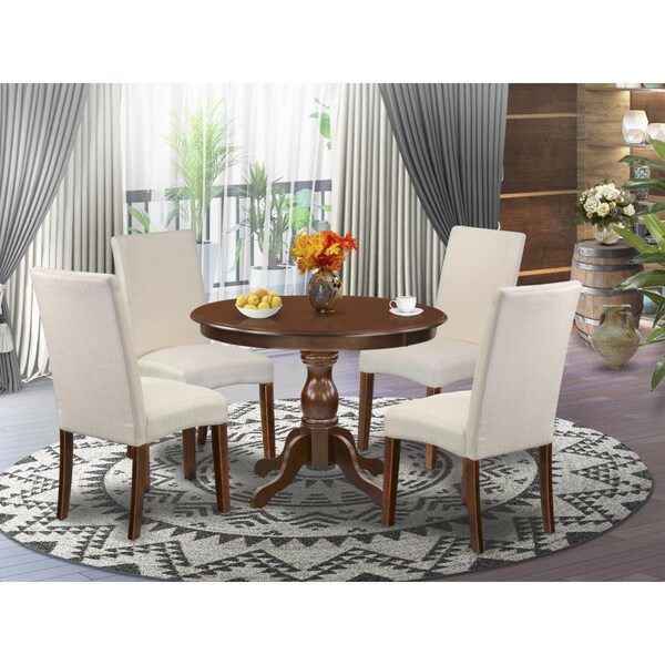 East West Furniture 5 Piece Hartland Dinette Set - Mahogany - HBDR5-MAH-01