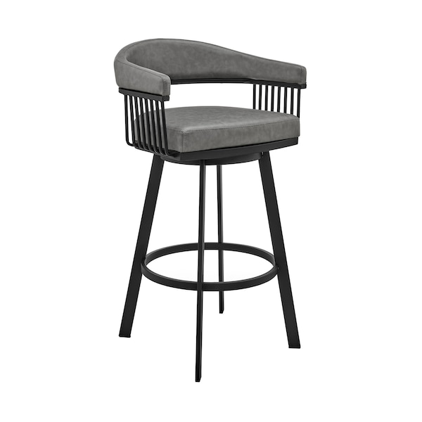 Armen Living Naomi and Chelsea 5-Piece Counter Height Dining Set in Black Metal and Gray Faux Leather - SETNMCHGRBL5