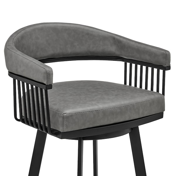 Armen Living Naomi and Chelsea 5-Piece Counter Height Dining Set in Black Metal and Gray Faux Leather - SETNMCHGRBL5