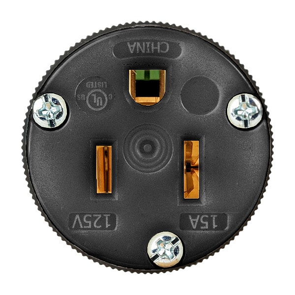 Hubbell Wiring Device-Kellems Straight Blade Connector, Black, 15 A - HBL5269CBKST