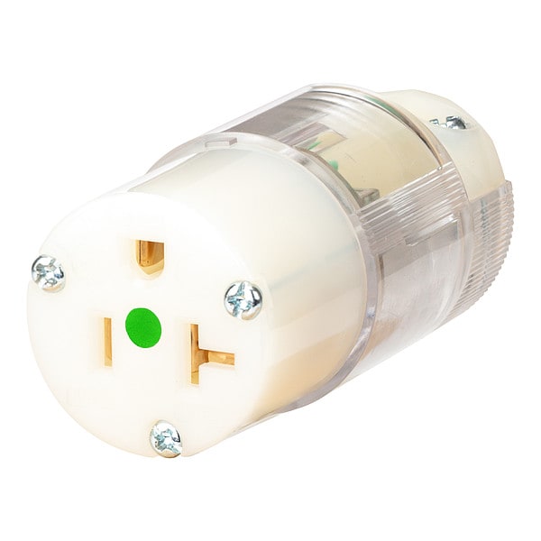 Hubbell Wiring Device-Kellems Straight Blade Connector, Clear, 20 A - HBL8319CTST