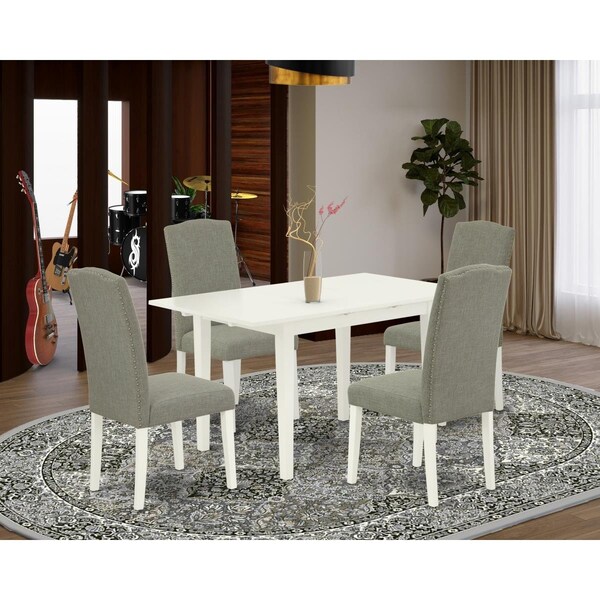 East West Furniture 5 Piece Norfolk Kitchen Table Set - Linen White - NOEN5-LWH-06