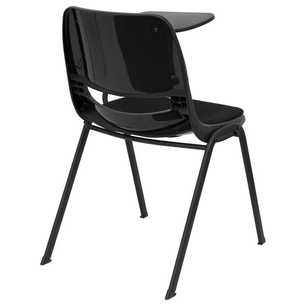 Flash Furniture Left Handed Tablet Arm Chair, Plastic, Blk, 21" W, 25.5" L, 32" H, Black - RUT-EO1-01-PAD-LTAB-GG