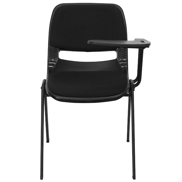 Flash Furniture Left Handed Tablet Arm Chair, Plastic, Blk, 21" W, 25.5" L, 32" H, Black - RUT-EO1-01-PAD-LTAB-GG