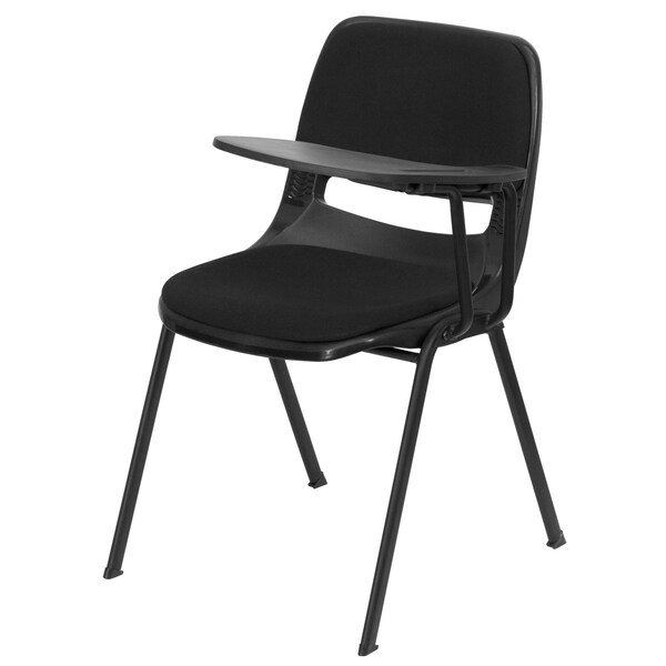 Flash Furniture Left Handed Tablet Arm Chair, Plastic, Blk, 21" W, 25.5" L, 32" H, Black - RUT-EO1-01-PAD-LTAB-GG