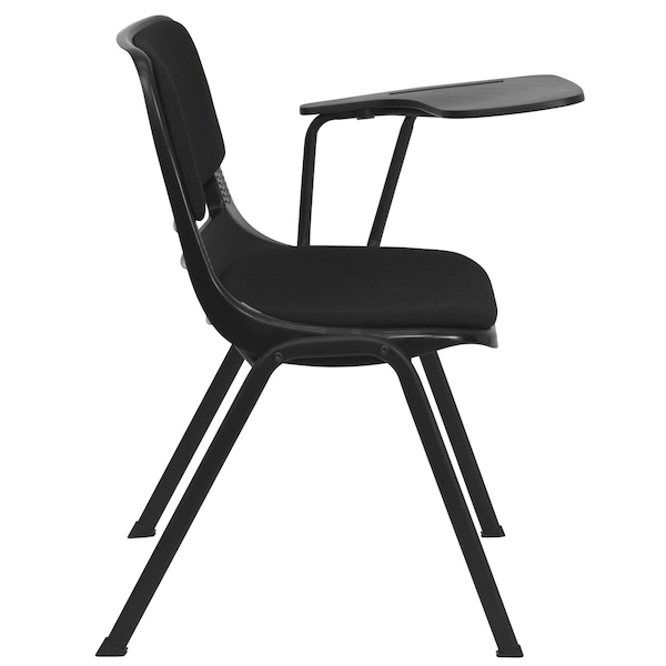 Flash Furniture Left Handed Tablet Arm Chair, Plastic, Blk, 21" W, 25.5" L, 32" H, Black - RUT-EO1-01-PAD-LTAB-GG