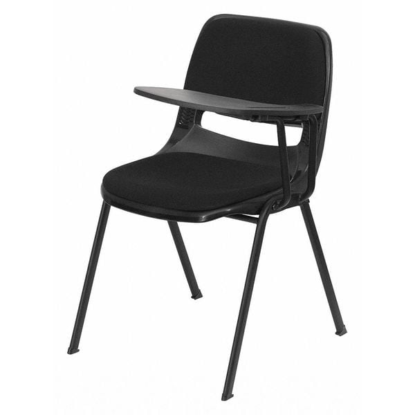 Flash Furniture Left Handed Tablet Arm Chair, Plastic, Blk, 21" W, 25.5" L, 32" H, Black - RUT-EO1-01-PAD-LTAB-GG