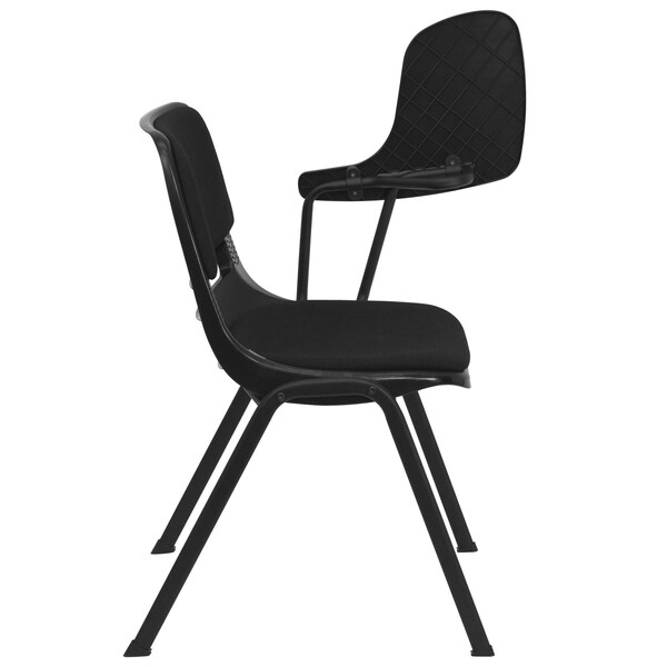 Flash Furniture Left Handed Tablet Arm Chair, Plastic, Blk, 21" W, 25.5" L, 32" H, Black - RUT-EO1-01-PAD-LTAB-GG