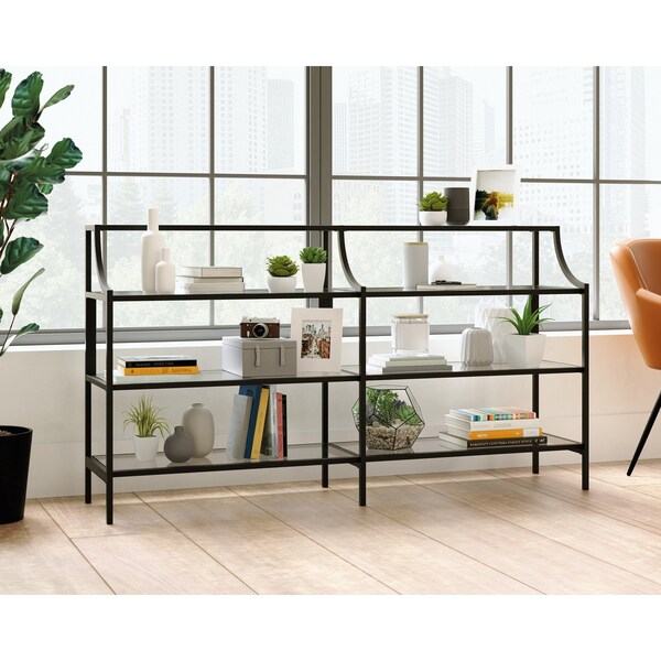 Sauder 59.37 in W, 13.15 in L, 32.32 in H, Metal, Glass - 425785