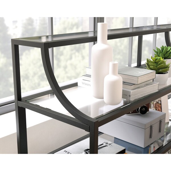 Sauder 59.37 in W, 13.15 in L, 32.32 in H, Metal, Glass - 425785