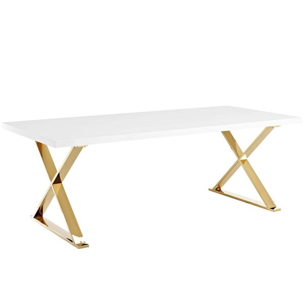 Modway Furniture Sector Dining Table - White Gold, 30 x 86.5 x 39 in. - EEI-3034-WHI