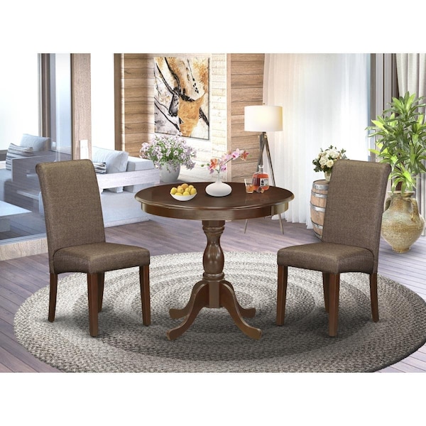 East West Furniture 3 Piece Antique Kitchen Table Set - Mahogany - AMBA3-MAH-18