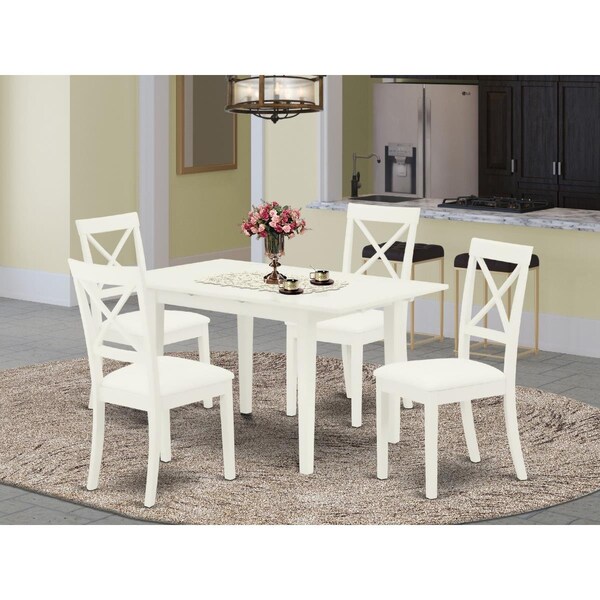 East West Furniture 5 Piece Norfolk Rectangular Dinette Set - Linen White - NOBO5-WHI-LC