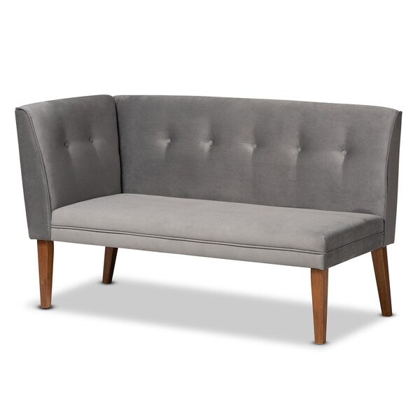 Baxton Studio Dining Nook, 47.25 W, 27.75 H, Wood, Grey/Walnut Brown - 214-11699-9305-ZORO