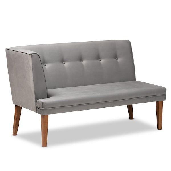 Baxton Studio Dining Nook, 47.25 W, 27.75 H, Wood, Grey/Walnut Brown - 214-11699-9305-ZORO