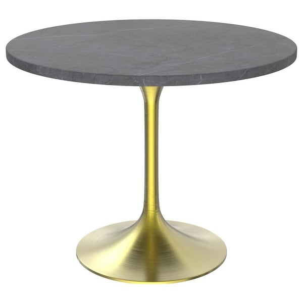 Leisuremod Round 35.43 in W, 29.34 in L, Sintered Stone/Stainless Steel, Grey - VT20BG-36GRS