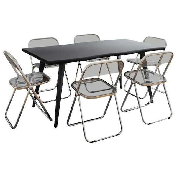 Leisuremod Rectangular 63 in W, 30 in L, Acrylic/Chrome/MDF/Metal, Transparent Black - LF19RTM63TBL6